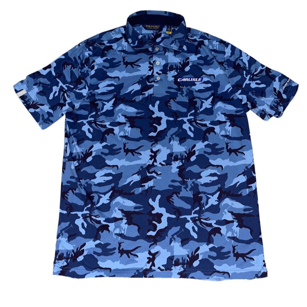 Polo Ralph Lauren Shirt Adult Large Blue Mesh Pony Print Logo Golf Polo Shirt